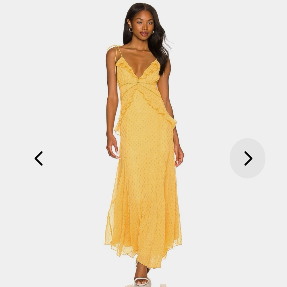Lovers + Friends Janet Gown Maxi Dress Spaghetti-Strap Ruffled Chiffon Dress